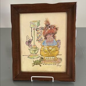 1975 “Jenny” Art Print Donald Art Co L 12.25 in W 10 in scalloped frame